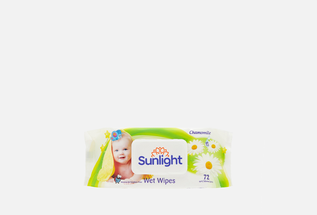 Изображение товара Влажные салфетки Sunlight Baby с ромашкой гипоаллергенные для нежной кожи малышей