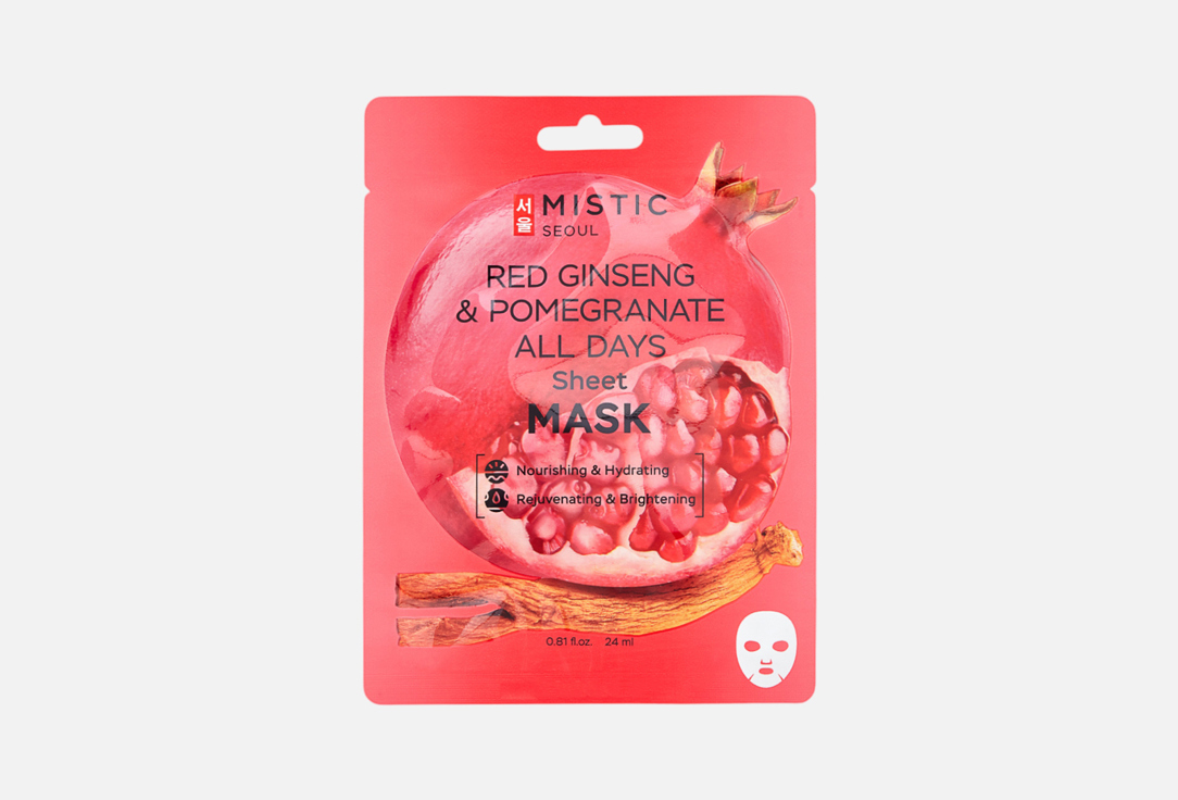 

Тканевая маска для лица MISTIC, RED GINSENG & POMEGRANATE ALL DAYS 1 шт