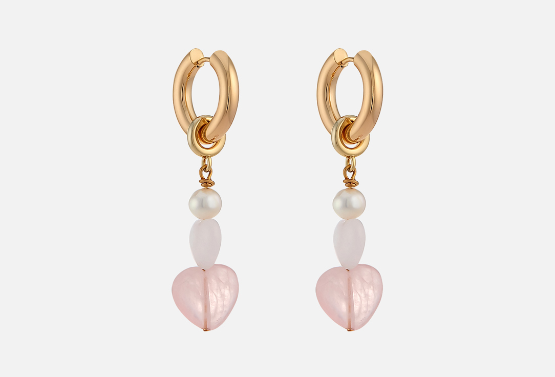 Изображение товара Романтические серьги с жемчугом и кварцем Unevie Damour