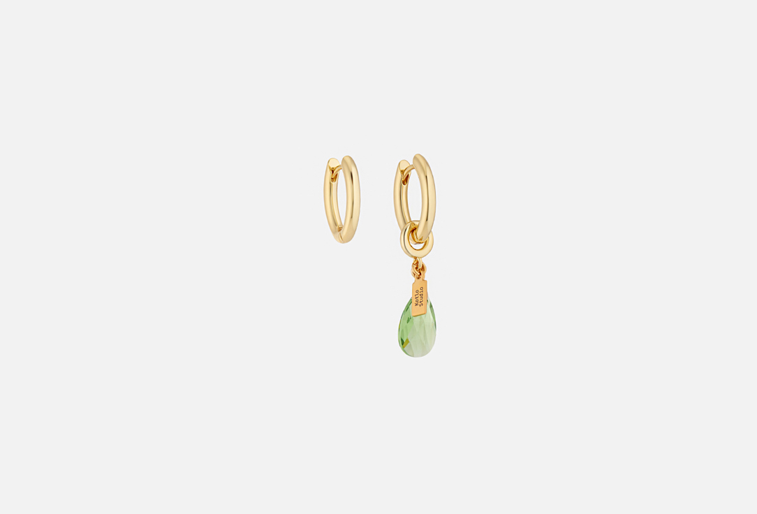 Изображение товара Серьги Drop Gold-Green из латуні с австрийским кристаллом от Kotlo Studio
