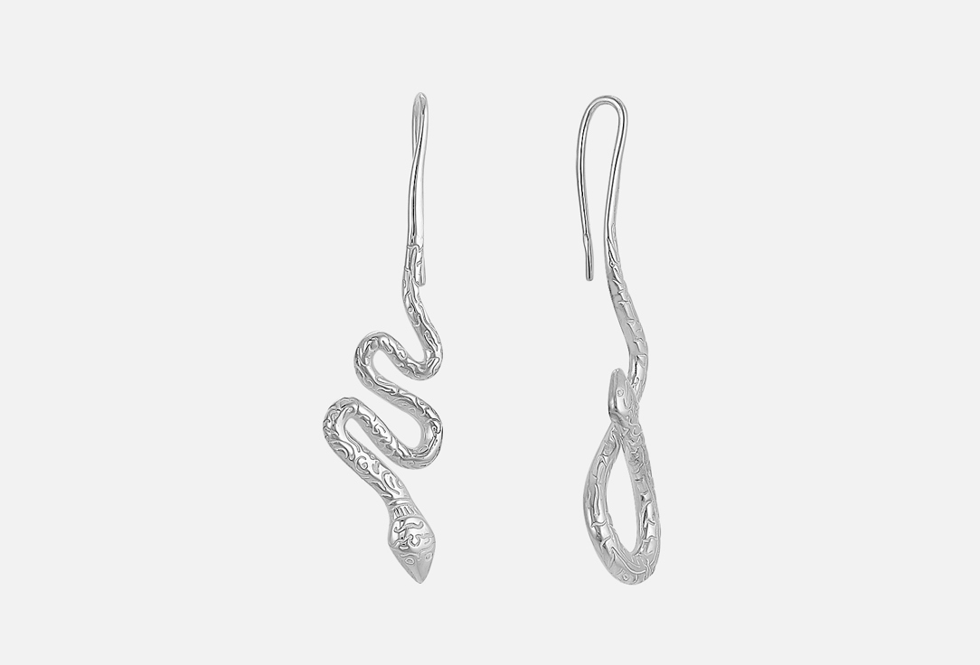 Изображение товара Серебряные серьги Aura Jewelry Snake 925 пробы ручной работы с родиевым покрытием