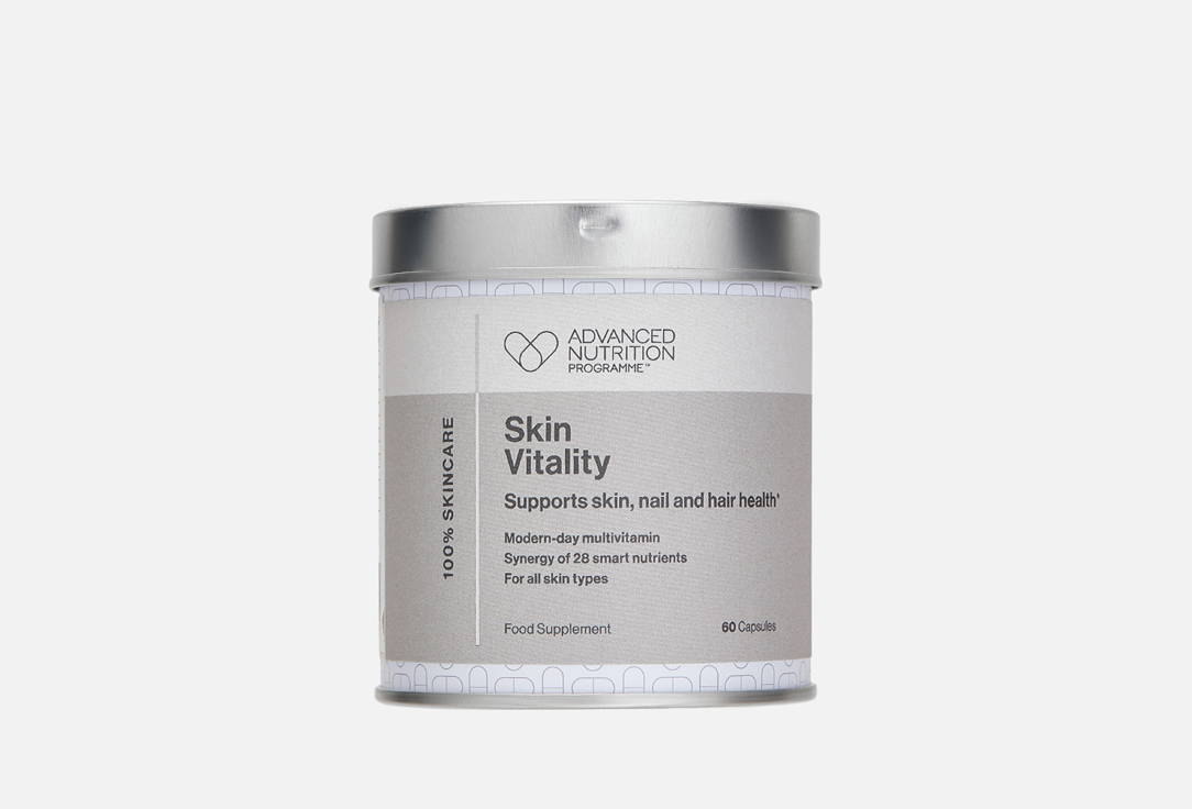 

БАД для здоровья кожи, волос и ногтей ADVANCED NUTRITION PROGRAMME, Skin Vitality кальций, магний, железо в капсулах 60 шт