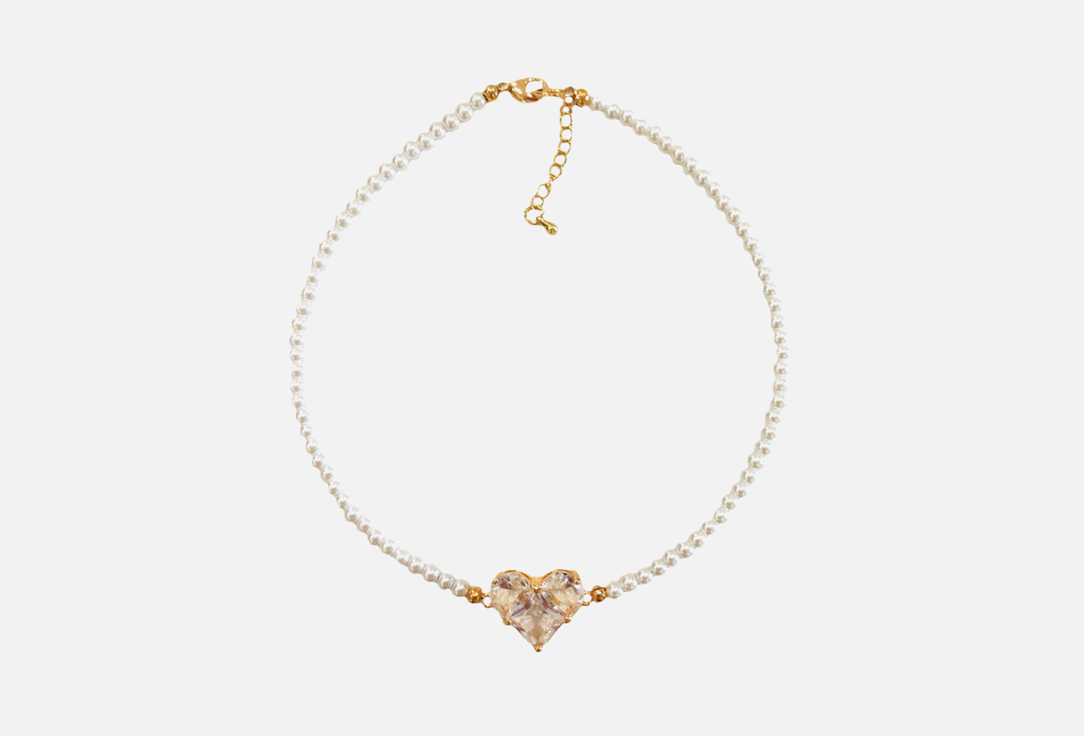 Изображение товара Подвеска La Family Жемчуг с сердцем из золоченой латуни и цирконами