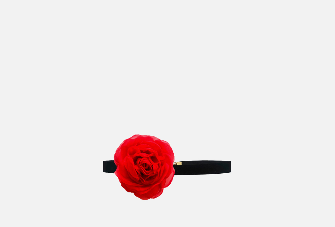 Изображение товара Красный бархатный чокер с шелком La Family 30 см