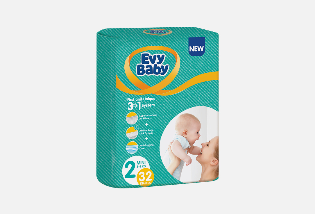 Подгузники для малышей Evy Baby standard MINI 3-6 kg 