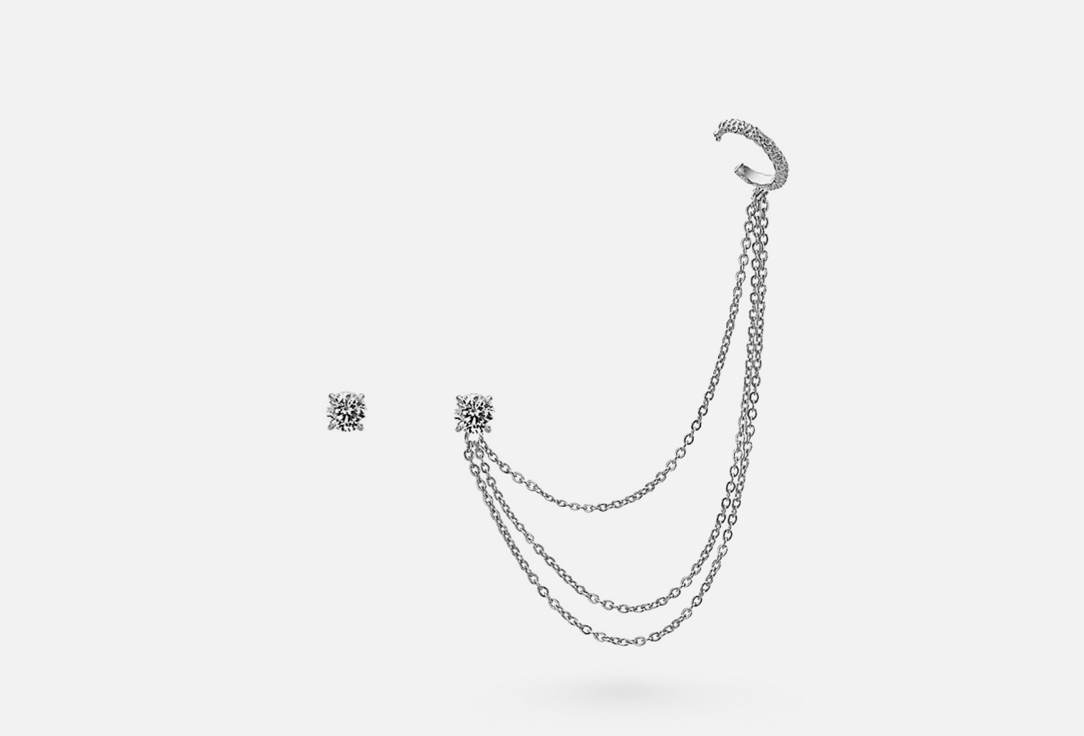 

Серьги серебряные ЗОЛОТО РУССКИХ, Асимметричные CUFF 2 шт