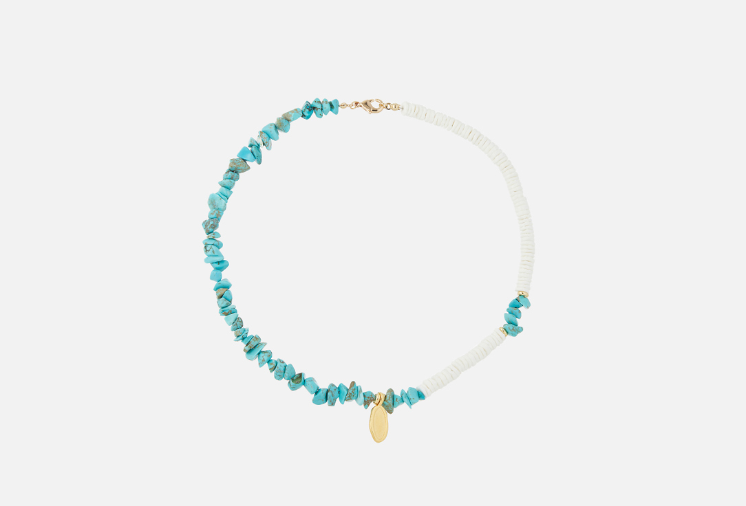 Изображение товара Ожерелье Ringstone Seashell из ракушек и бирюзы, 40 см, золочение
