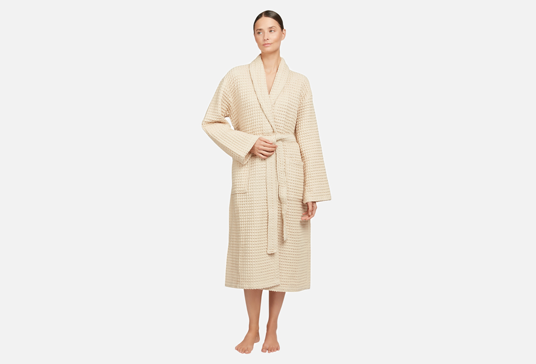Изображение товара Вафельный женский халат Urban Family Beige 42-44 для дома и бани