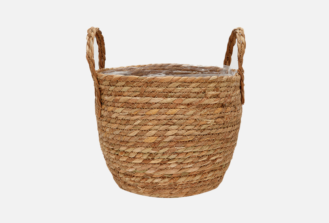 Изображение товара Плетеное круглое кашпо Natural House Kenya из рогоза и полипропилена 28.5х28.5х21.5 см