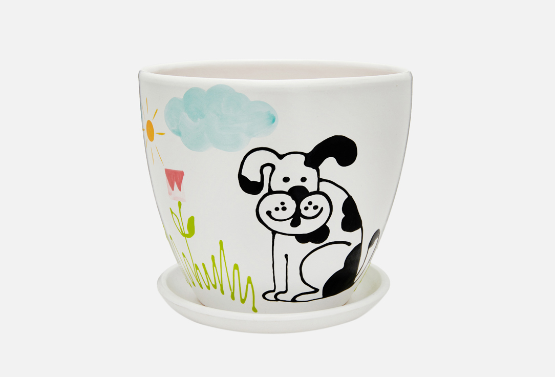 Изображение товара Керамический горшок с подставкой Вещицы Dog для растений