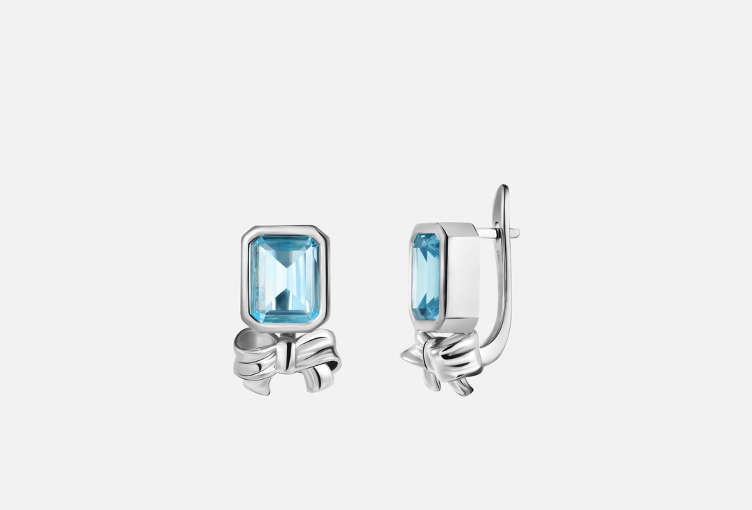 

Серьги серебряные MOONKA, Бант, голубой топаз 2 шт