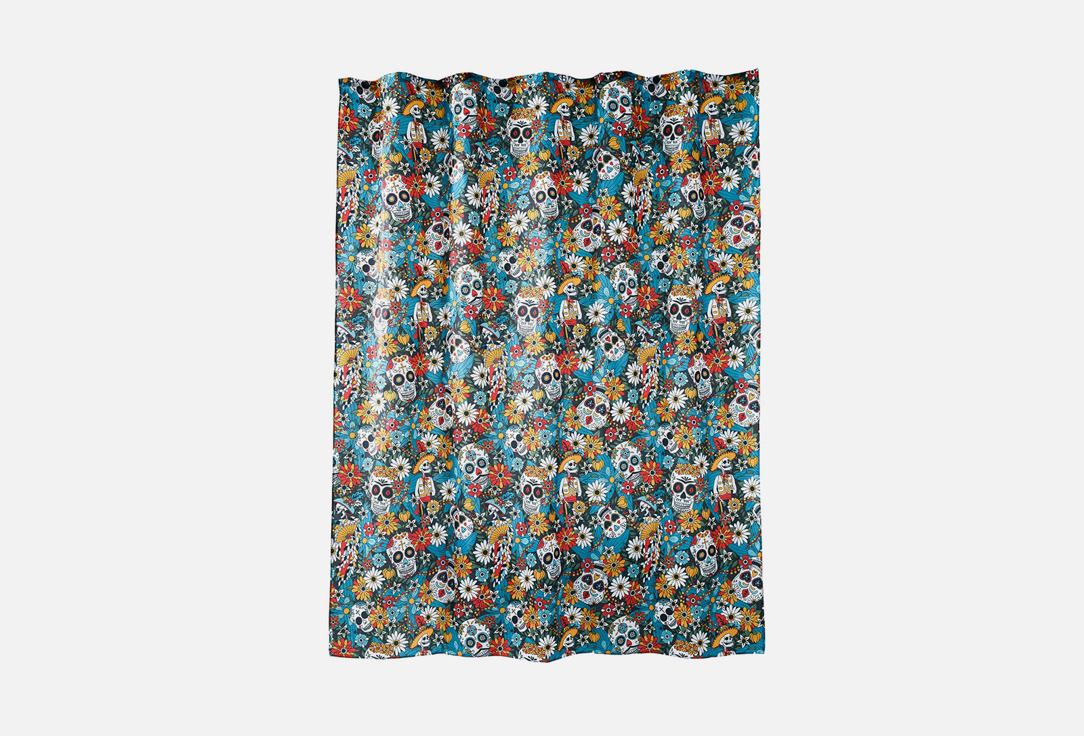 

Занавеска для ванной комнаты MOROSHKA, Принт, Los Muertos, 180х200, red, blue 1 шт