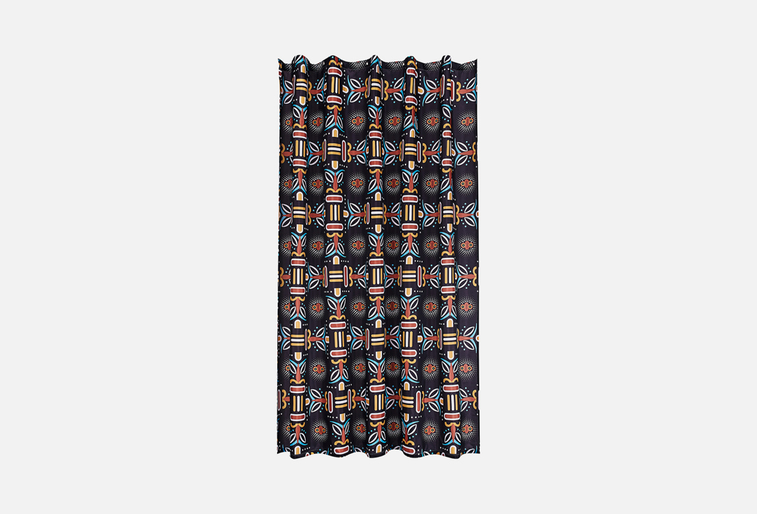 Изображение товара Занавеска для ванной комнаты Moroshka Bantu, 180х200, black, orange, yellow, blue