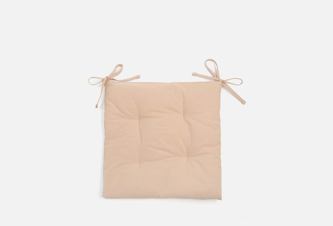 Изображение товара Подушка на стул Этель Kitchen 42x42 см бежевый хлопок синтепон фиксирующие завязки