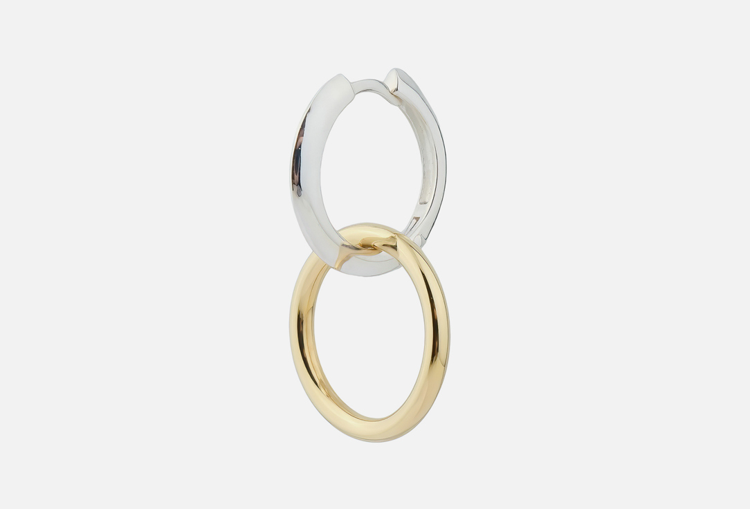 Моносерьга с кольцом серебряная TILDA Silver Clicker with Gold-Plated Ring 1 шт