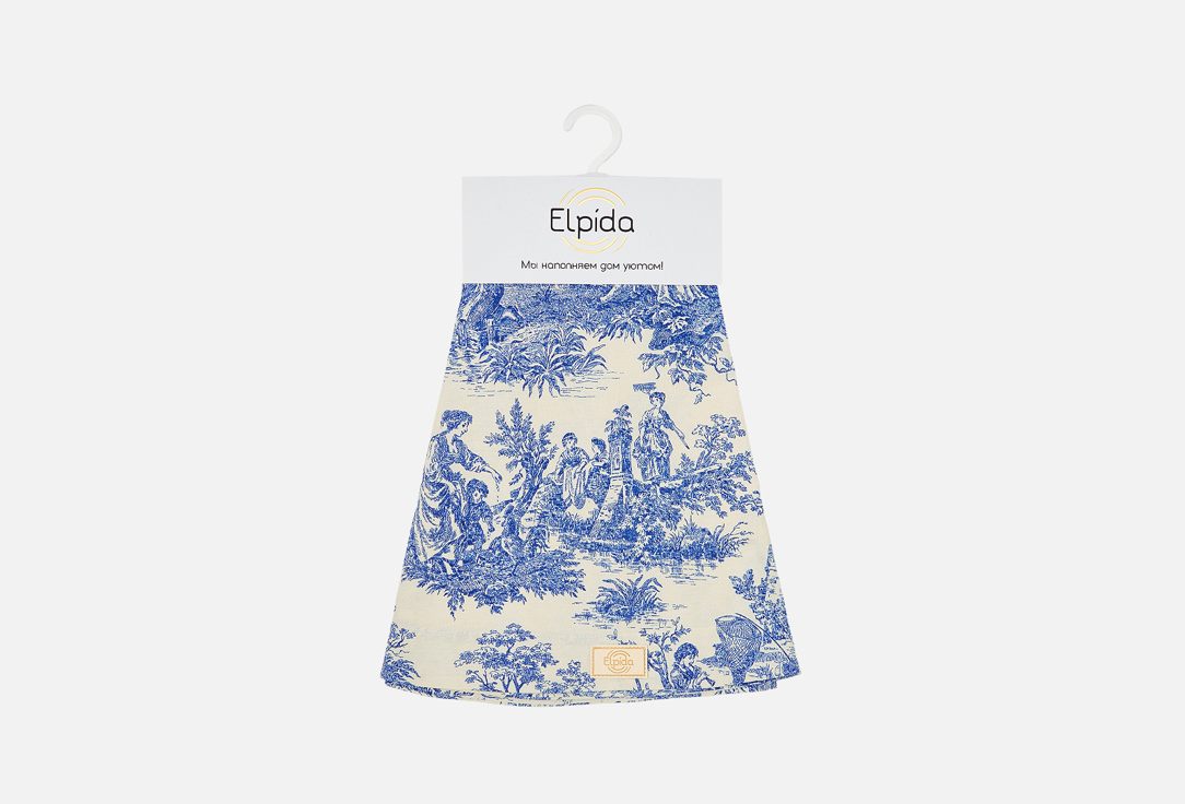 Изображение товара Круглая синяя скатерть Elpida Туаль де Жуи диаметром 170 см для кухни и гостиной