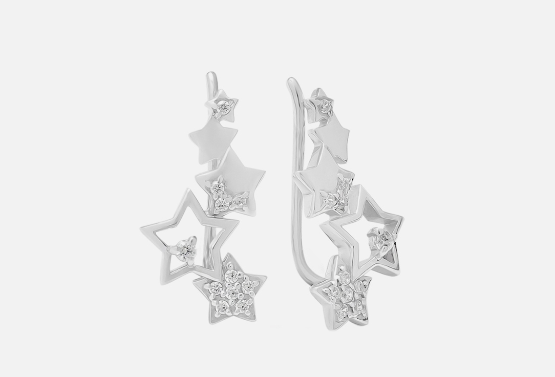 Серьги-клаймберы серебряные PEPELA JEWELRY Climber Earrings Star 2 шт