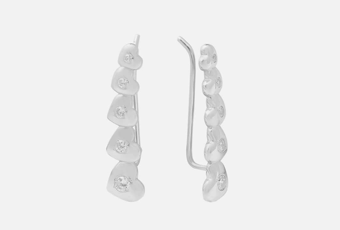 Изображение товара Серьги-клаймберы серебряные Pepela Jewelry Climber Earrings Silver Hearts