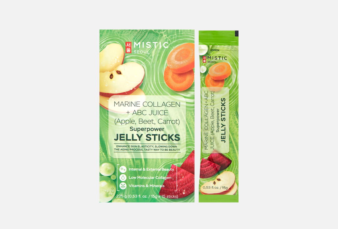 Изображение товара БАД для красоты кожи MISTIC коллаген с яблоком, морковью и свеклой, желе в стиках