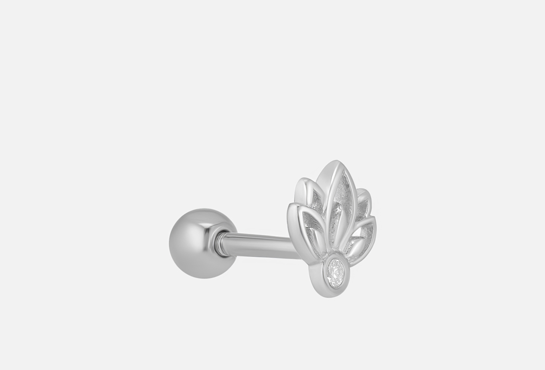 Изображение товара Серьга для пирсинга серебряная Dita One с фианитом и покрытием родием