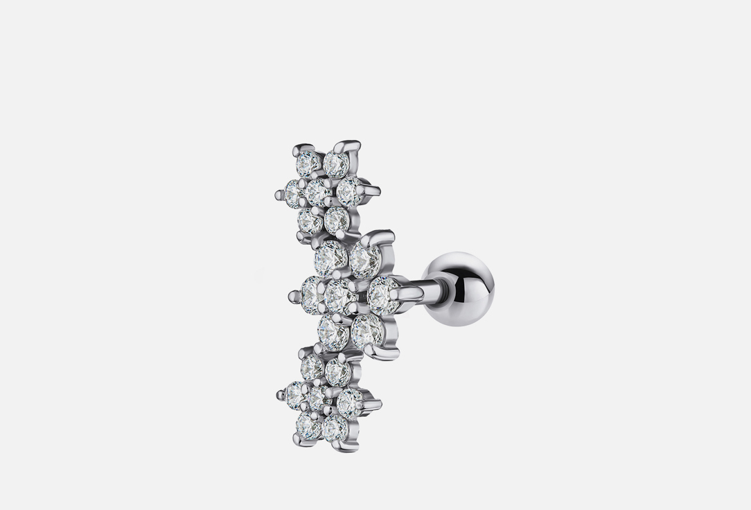 Изображение товара Серьга для пирсинга серебряная Dita One с фианитами и покрытием родием
