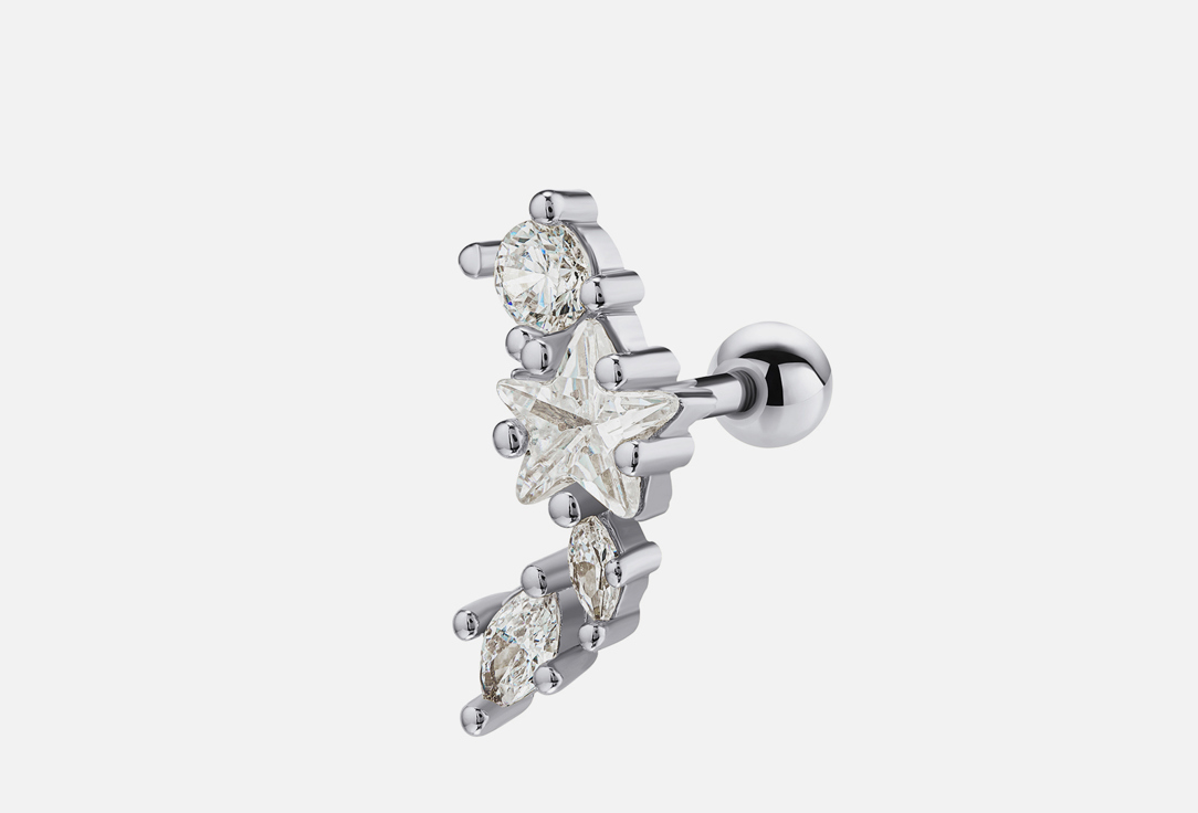 Изображение товара Серьга для пирсинга Dita One серебряная с фианитами для женщин