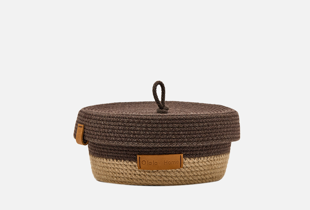 

Корзина для хранения с крышкой OLALA HOME, Коричневый, Шоколад-джут, 18х10 1 шт
