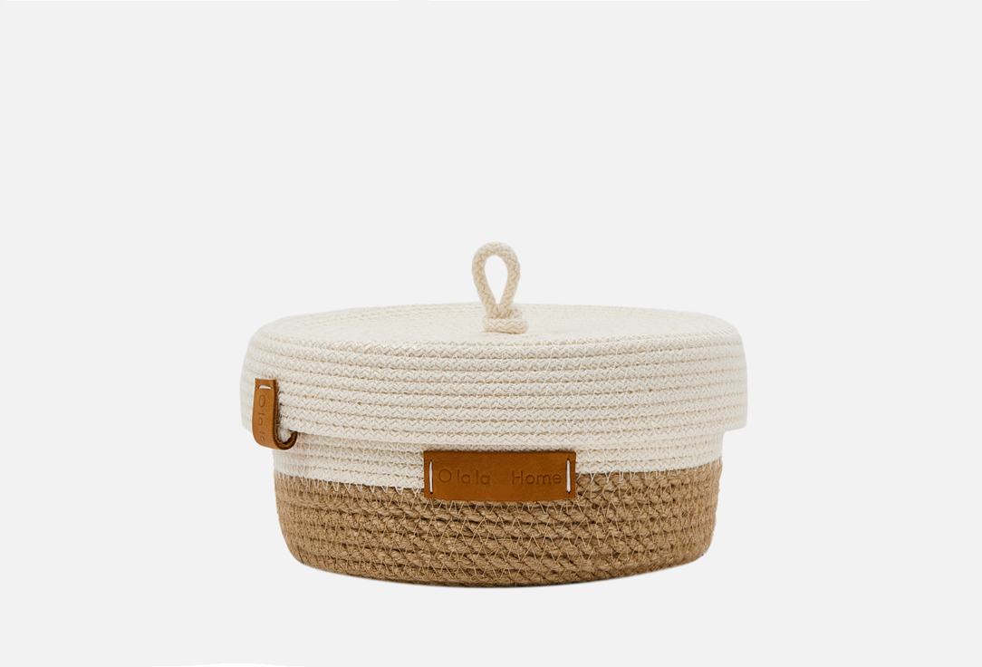 

Корзина для хранения с крышкой OLALA HOME, Бежевый, Молоко-джут, 18х10 1 шт