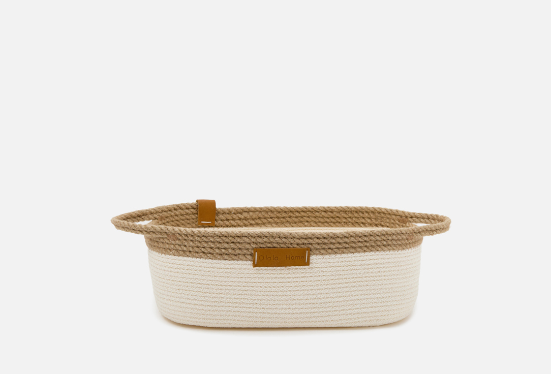 

Корзина для хранения с ручками OLALA HOME, Бежевый, Овальная, Молоко-джут 1 шт