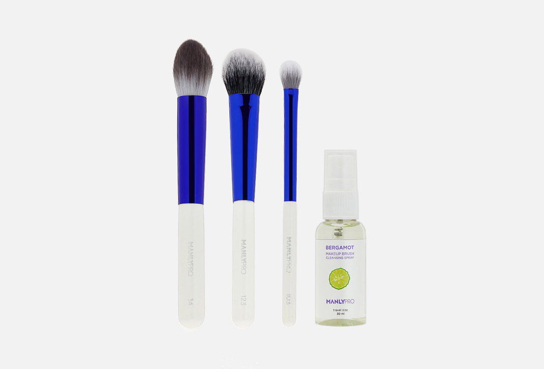 

Набор кистей с очистителем для макияжа лица MANLY PRO, Multifunctional Face Brushes + Cleaner 4 шт