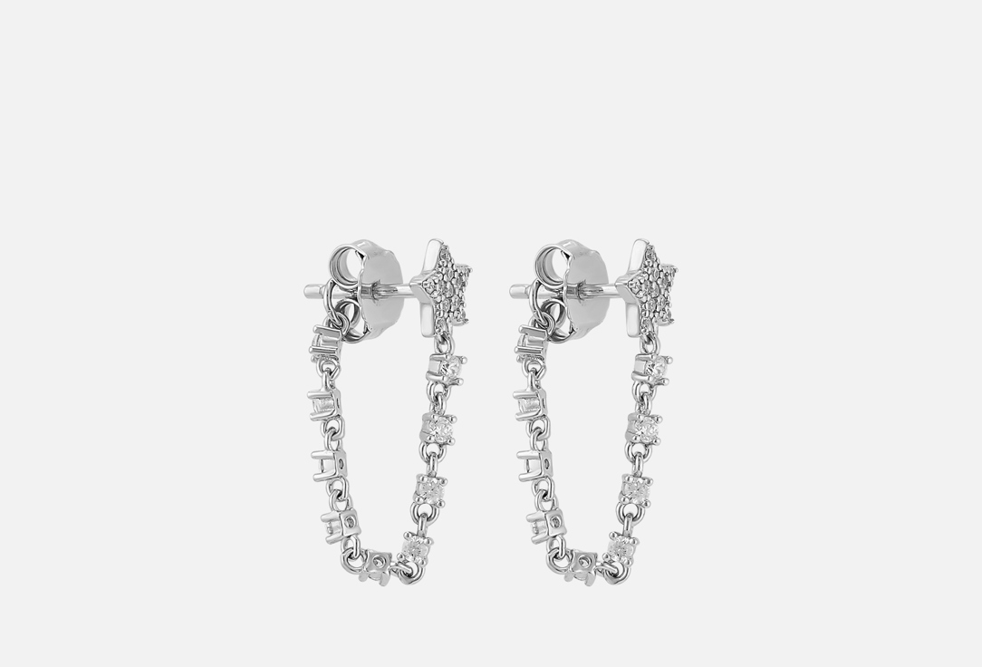 Изображение товара Серьги-пусеты серебряные JUVEDEL звезды с фианитами