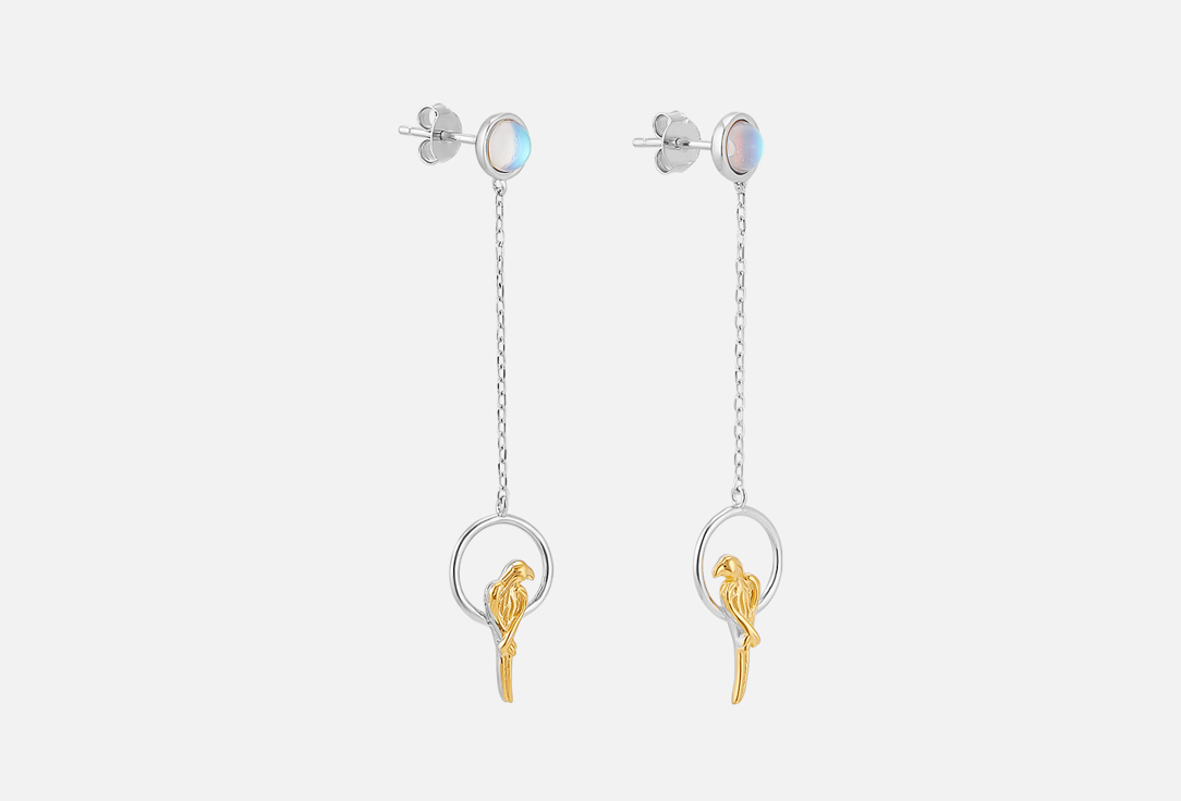 Изображение товара Серьги-пусеты серебряные JUVEDEL позолоченные птицы