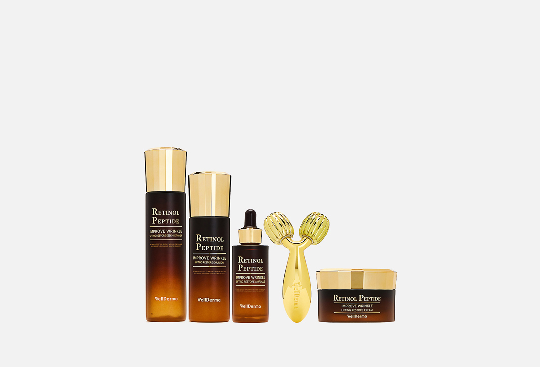 Изображение товара Премиальный набор с массажером для лифтинга и восстановления кожи WellDerma Retinol Peptide Lifting Restore Special Set