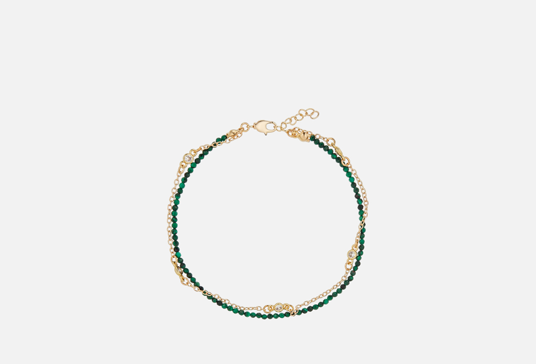 Изображение товара Двойной анклет Veruschka malachite, позолота 18К, фианиты, длина 23 см