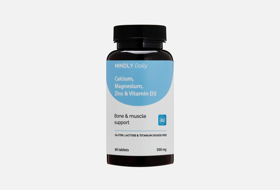Изображение товара комплекс витаминов и минералов MINDLY Кальций, магний, цинк и витамин D3 в таблетках