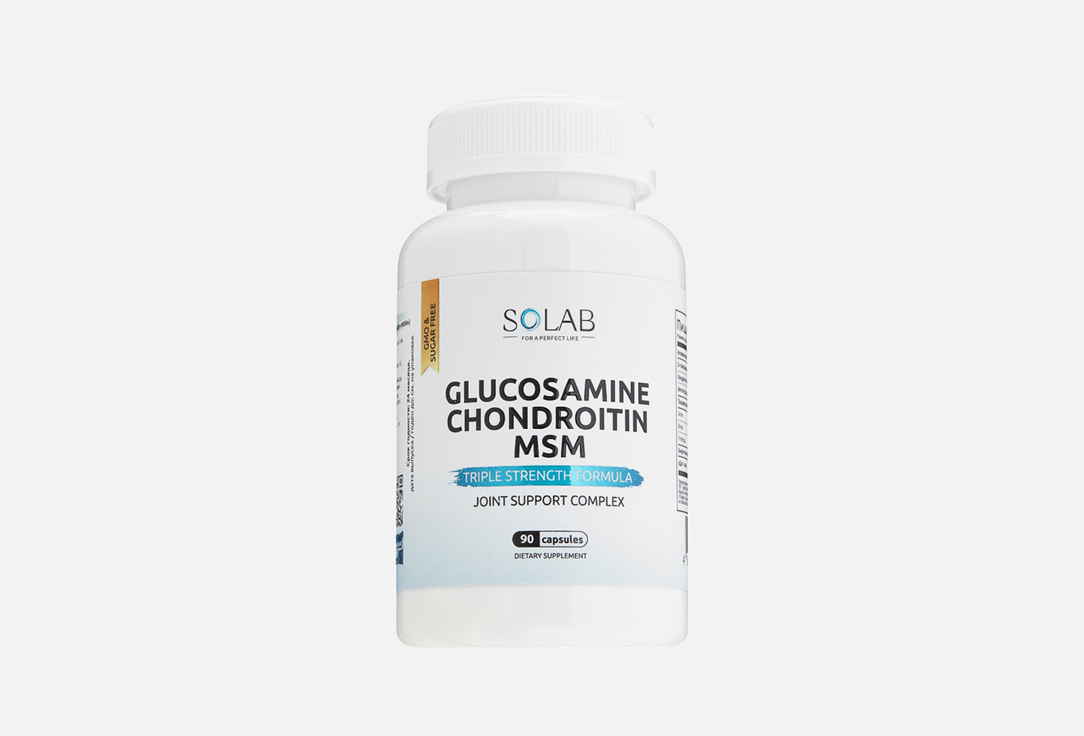 Изображение товара БАД для укрепления суставов и связок SOLAB D-глюкозамин 720 мг, Хондроитин 600 мг в капсулах