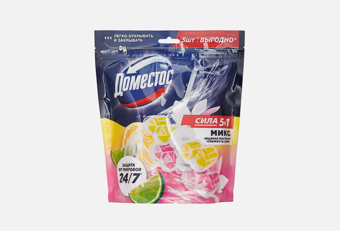 

Набор блоков для туалета ДОМЕСТОС, Power5 lime, magnolia 5 шт