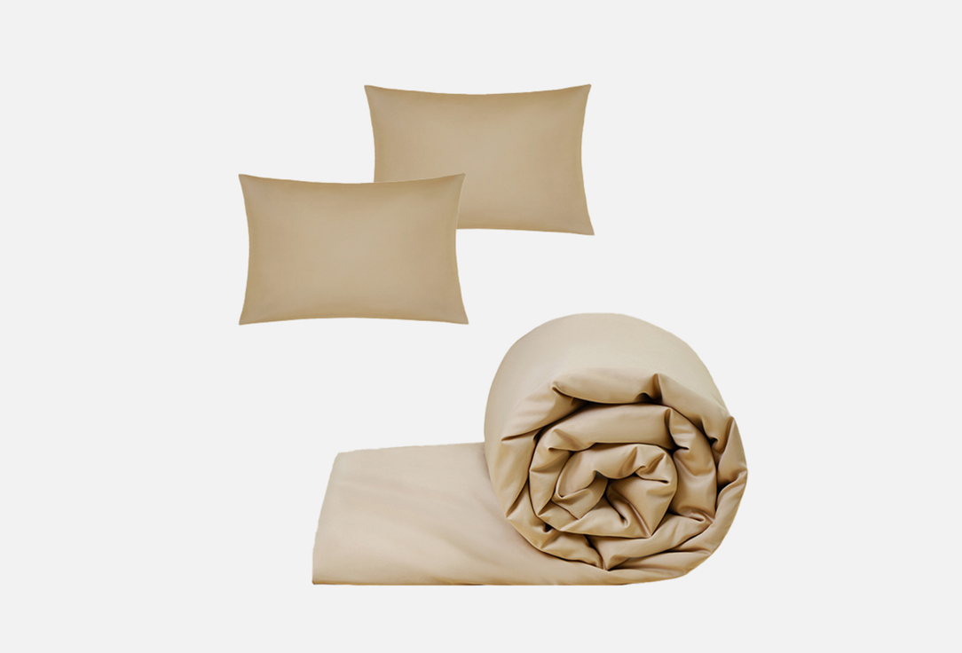 Изображение товара Комплект постельного белья из сатина Divnaya Iva песочный евро 200х220 и 50х70