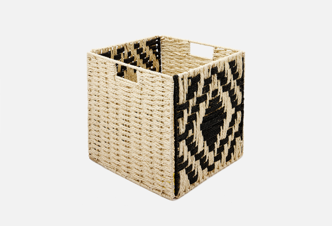 

Короб для хранения NATURAL HOUSE, Бежевый, Складной плетеный, Аргайл, бежевый, черный 1 шт