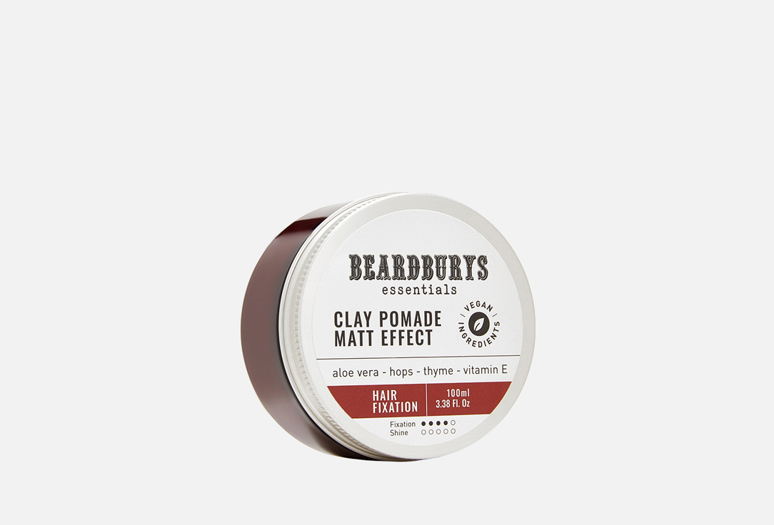 

помада для укладки сильной фиксации BEARDBURYS, Clay Pomade Matt Effect 100 мл