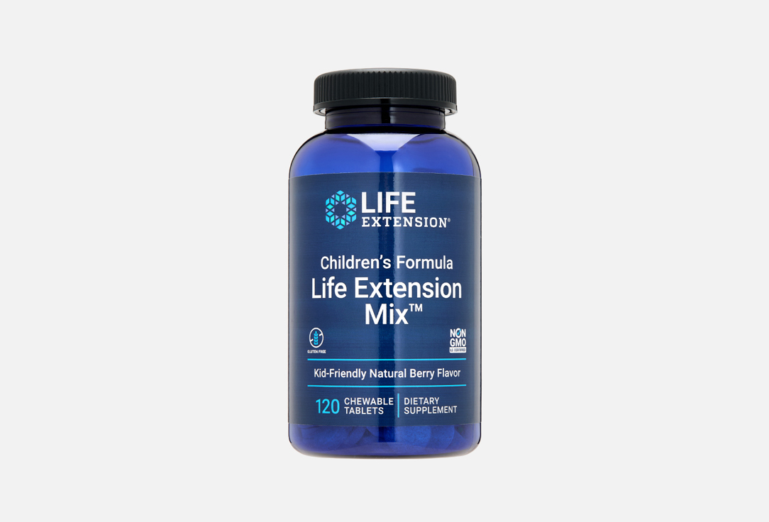 

Мультивитамины для детей LIFE EXTENSION, Витамин а 1050 мкг, витамин с 120 мг, витамин d3 10 мкг в жевательных таблетках 120 шт