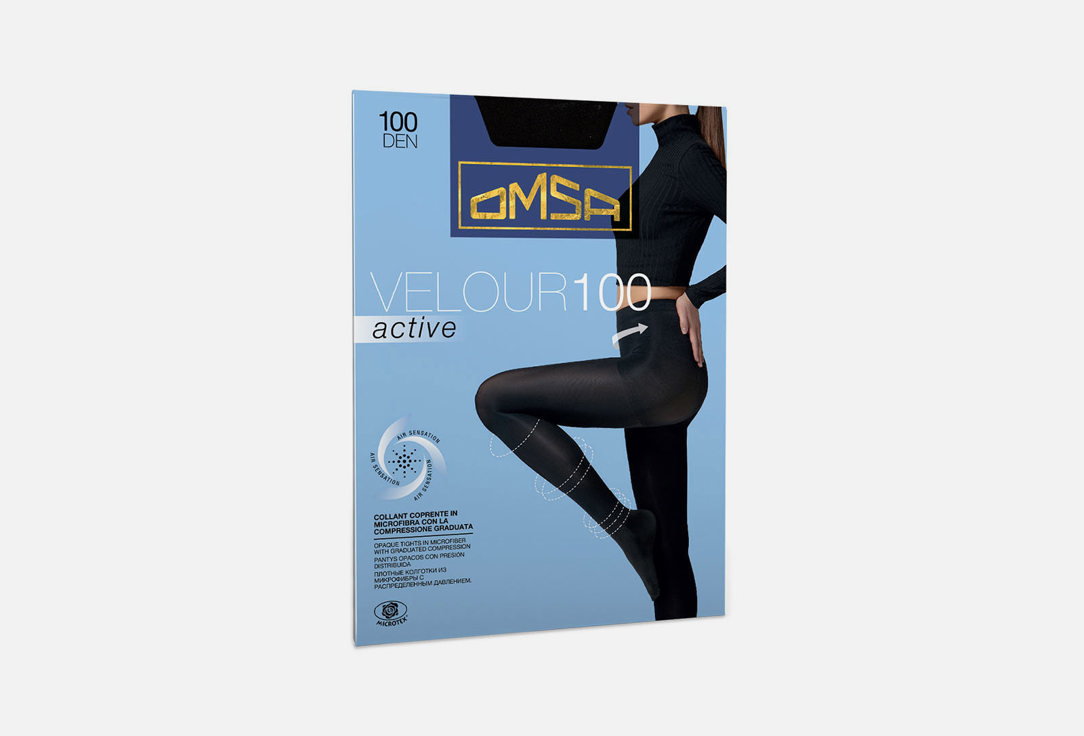 Изображение товара Женские колготки Omsa Velour Active 100 den Nero с поддержкой и распредённым давлением