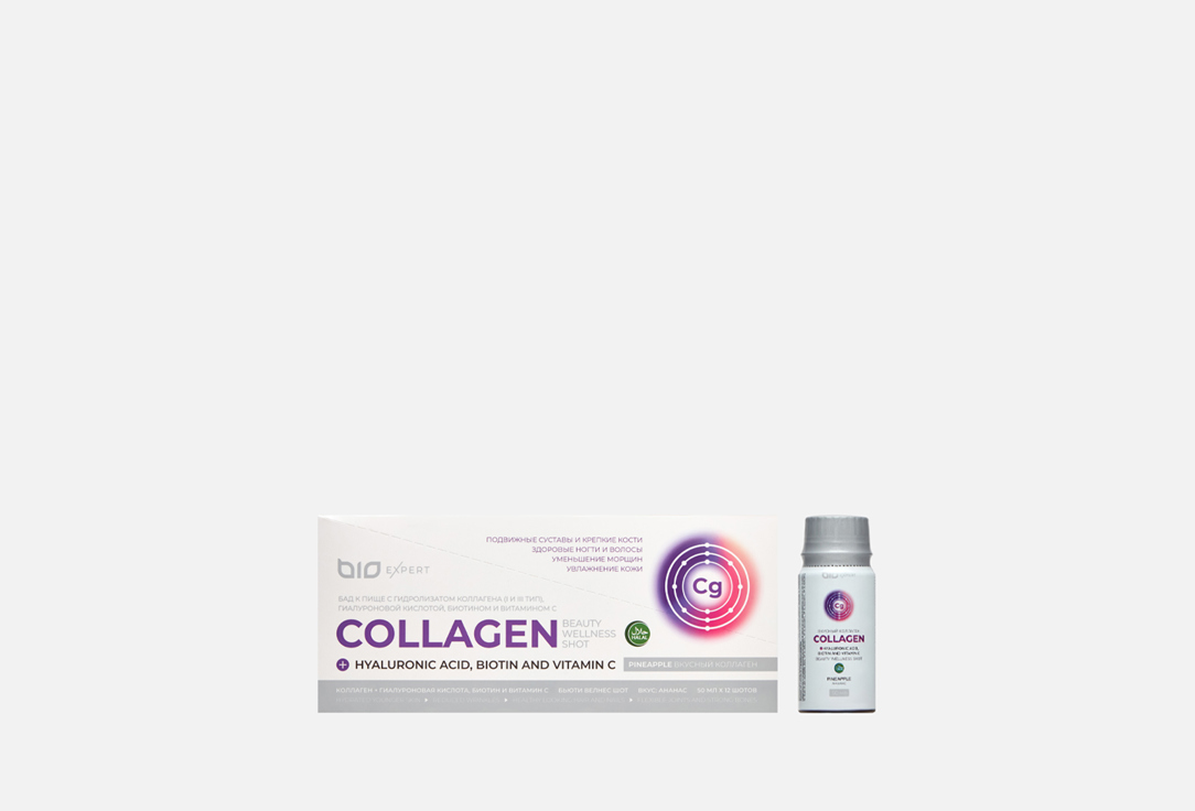 Изображение товара БАД для красоты кожи и здоровья костей и суставов BioExpert Коллаген, гиалуроновая кислота, Витамин C со вкусом Ананаса
