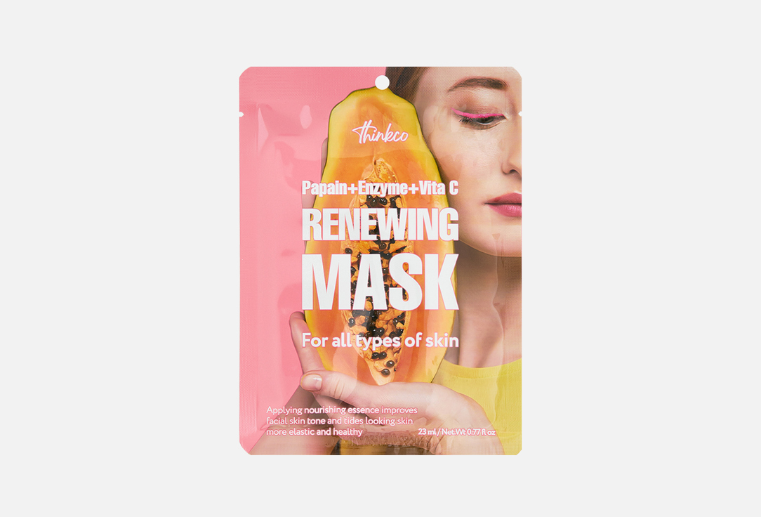Тканевая маска для лица THINKCO Papain + Enzyme + Vita C Renewing Mask Pack 1 шт