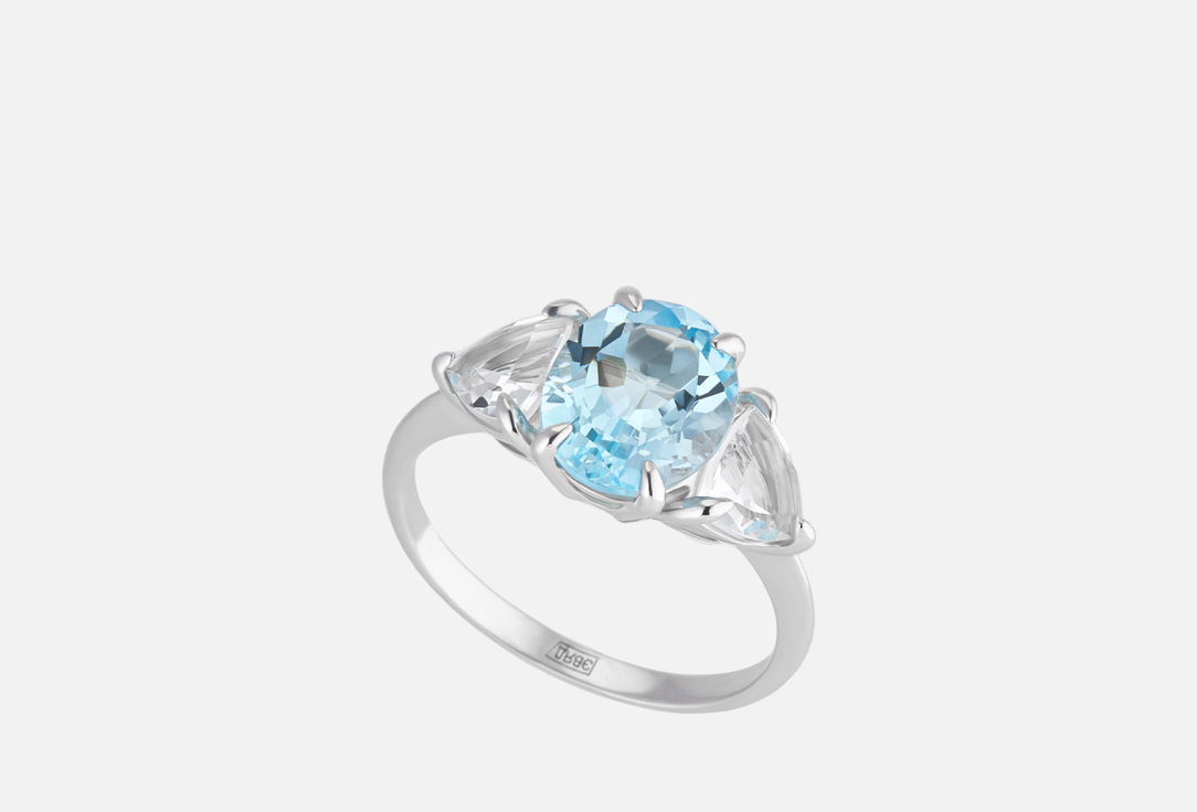 Кольцо-трио серебряное SECRETS JEWELRY С голубым топазом 16,5 мл