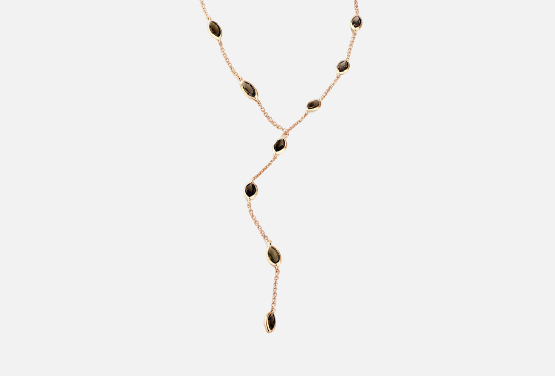 Изображение товара Цепочка-лариат серебряная SECRETS jewelry с дымчатыми топазами в позолоте