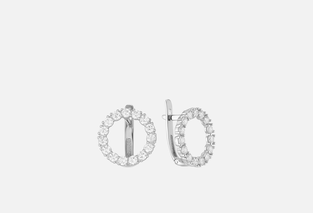 Изображение товара Серьги серебряные с фианитами и родированием для женщин