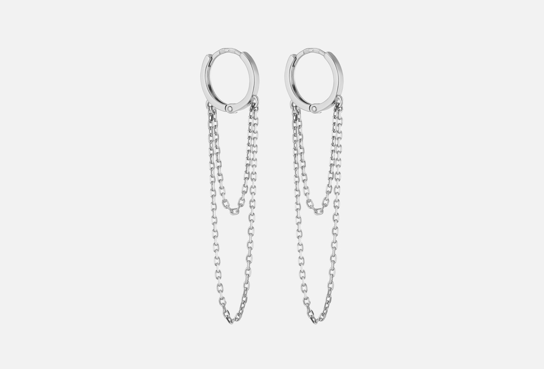 Изображение товара Серьги-кликеры серебряные Золото Русских С цепочками родий