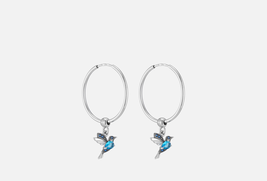 Изображение товара Серьги-конго серебряные Золото Русских Колибри родий