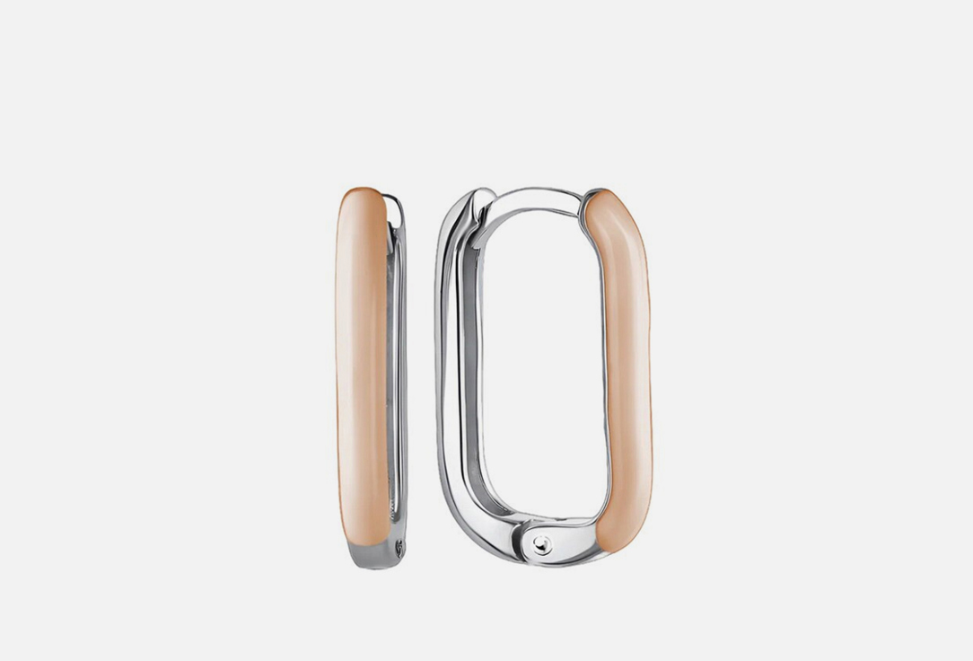 Изображение товара Серьги-хупы серебряные Золото Русских Эмаль beige Родий